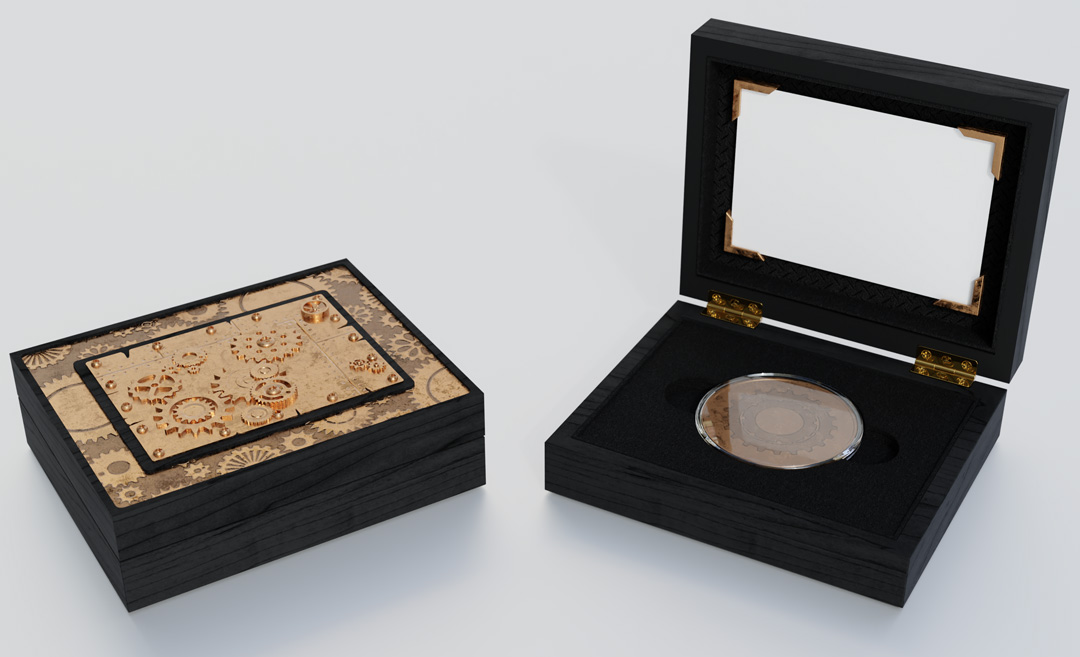 Steampunk coin box created by IPL Packaging